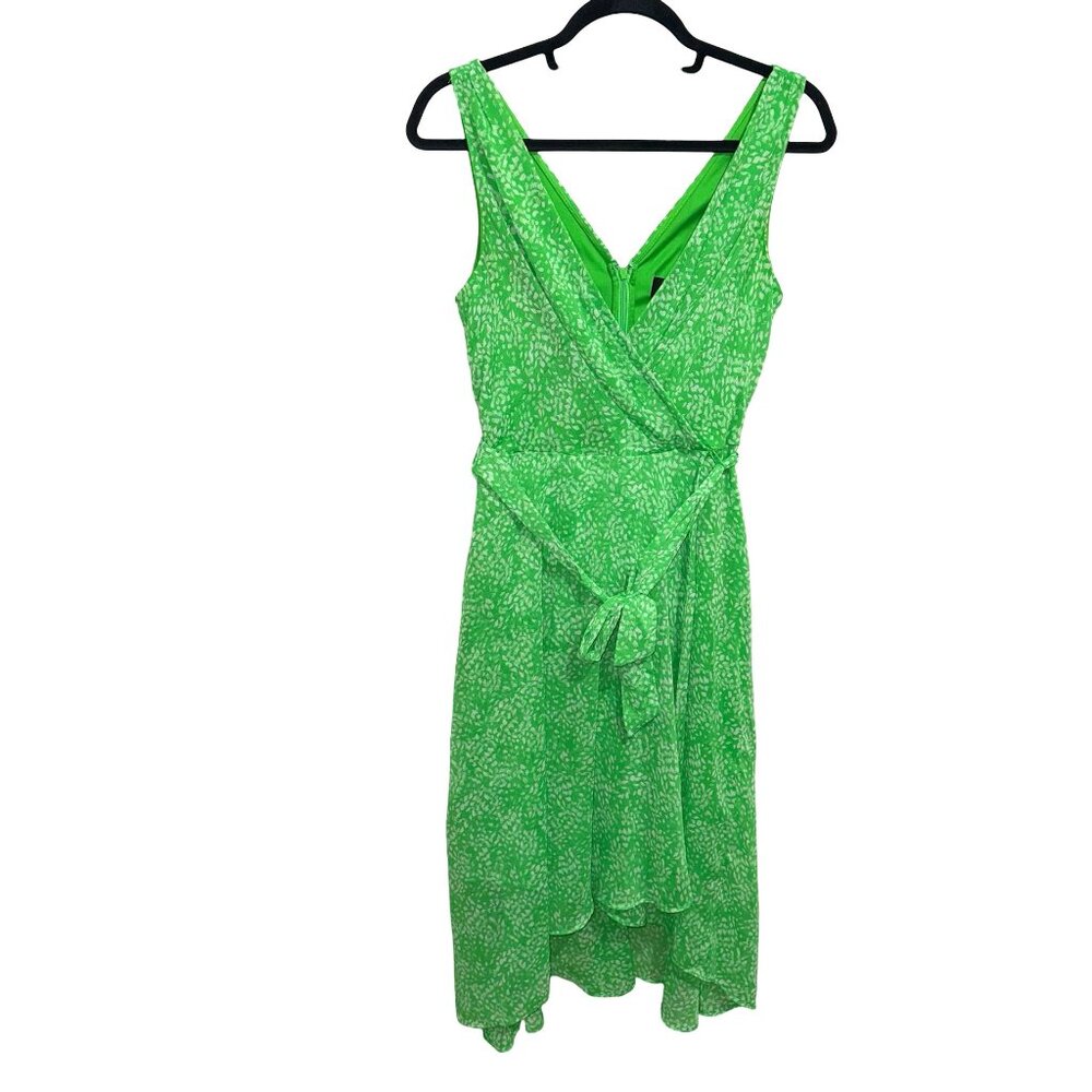 DKNY Kelly Green Faux Wrap Fairy Romantic Whimsical Sleeveless Dress Sz 8 NWT